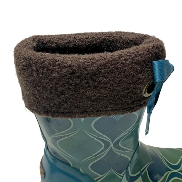 BOGS Becca Teal Swirl Print Fleece Lined Mid Calf Boots - Picture 7 of 10